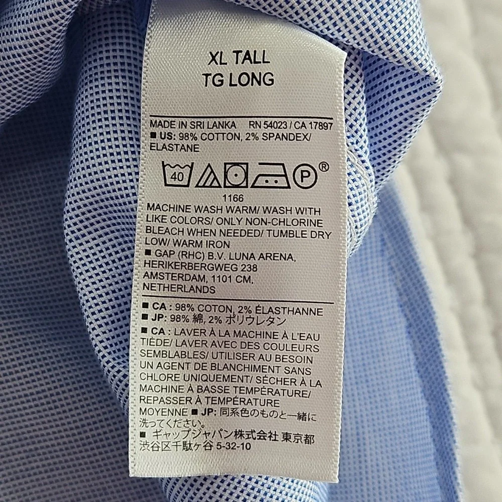 Banana Republic Mens XL Tall Blue Athletic Fit Wrinkle Resistant Plaid Shirt EUC